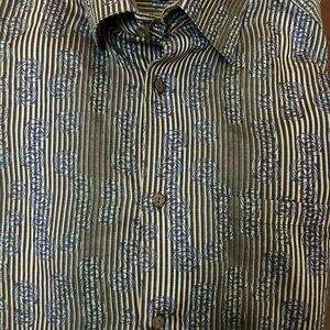 Jhane Barnes Men’s Button Down Shirt Vintage 90s Geometric Textured Stripe Sz M